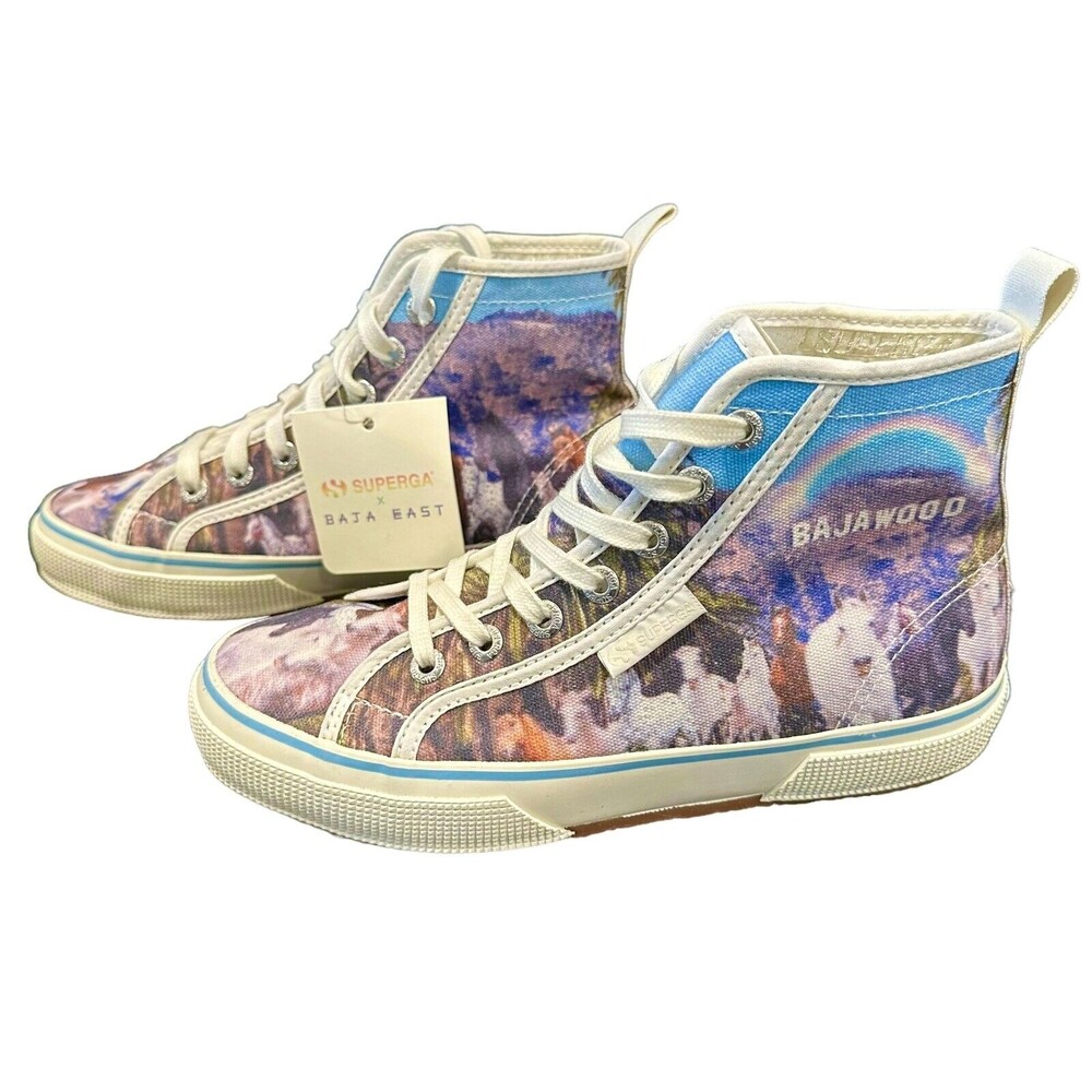 SUPERGA Hi High Tops Bajawood Horses Rainbow Sneakers Women's 6 NEW